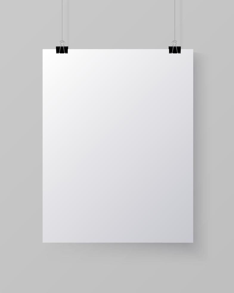 Empty Vertical Sheet of Papper on the Wall Mockup vector