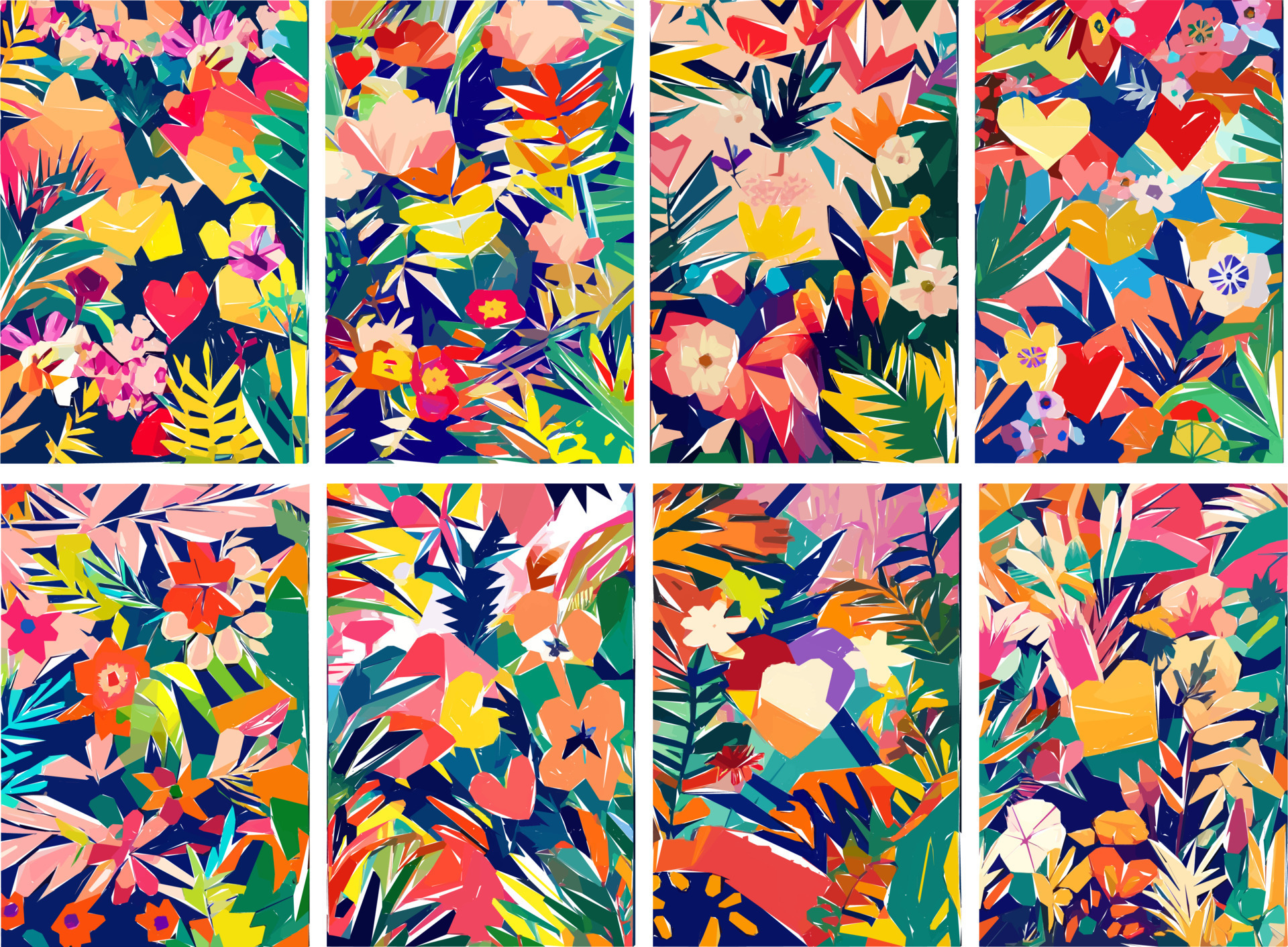 Colorful Safari Jungle with tropical leaves, animals, birds and exotic  flowers. Vector illustration. 19552241 Vector Art at Vecteezy
