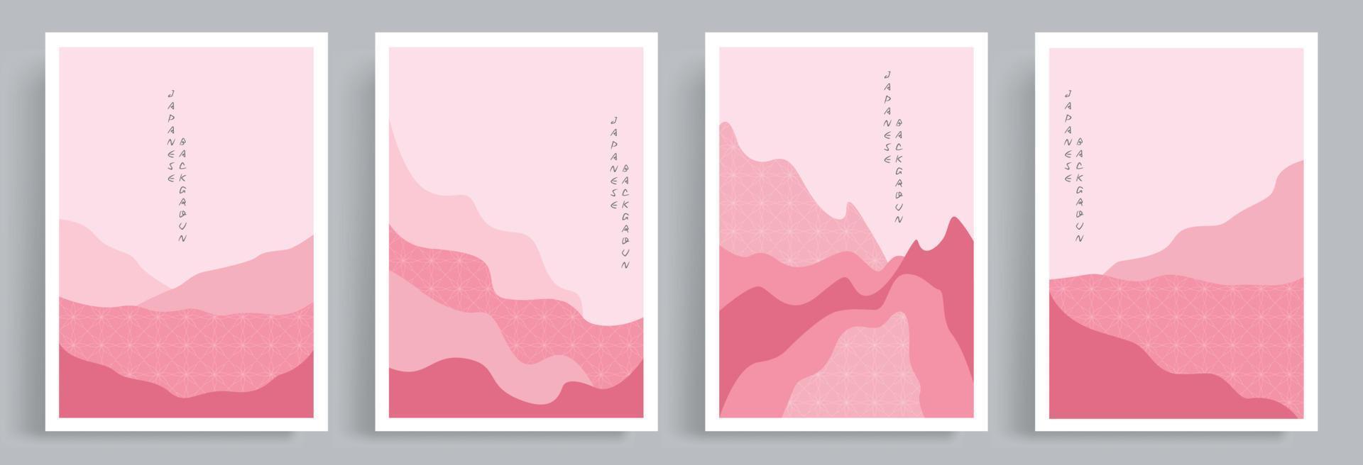 Abstract pink wall arts vector. Japanese oriental style arts with pattern. Suitable for wall framed prints, leaflet, canvas prints, poster, home decor, cover, social media, wallpaper. vector