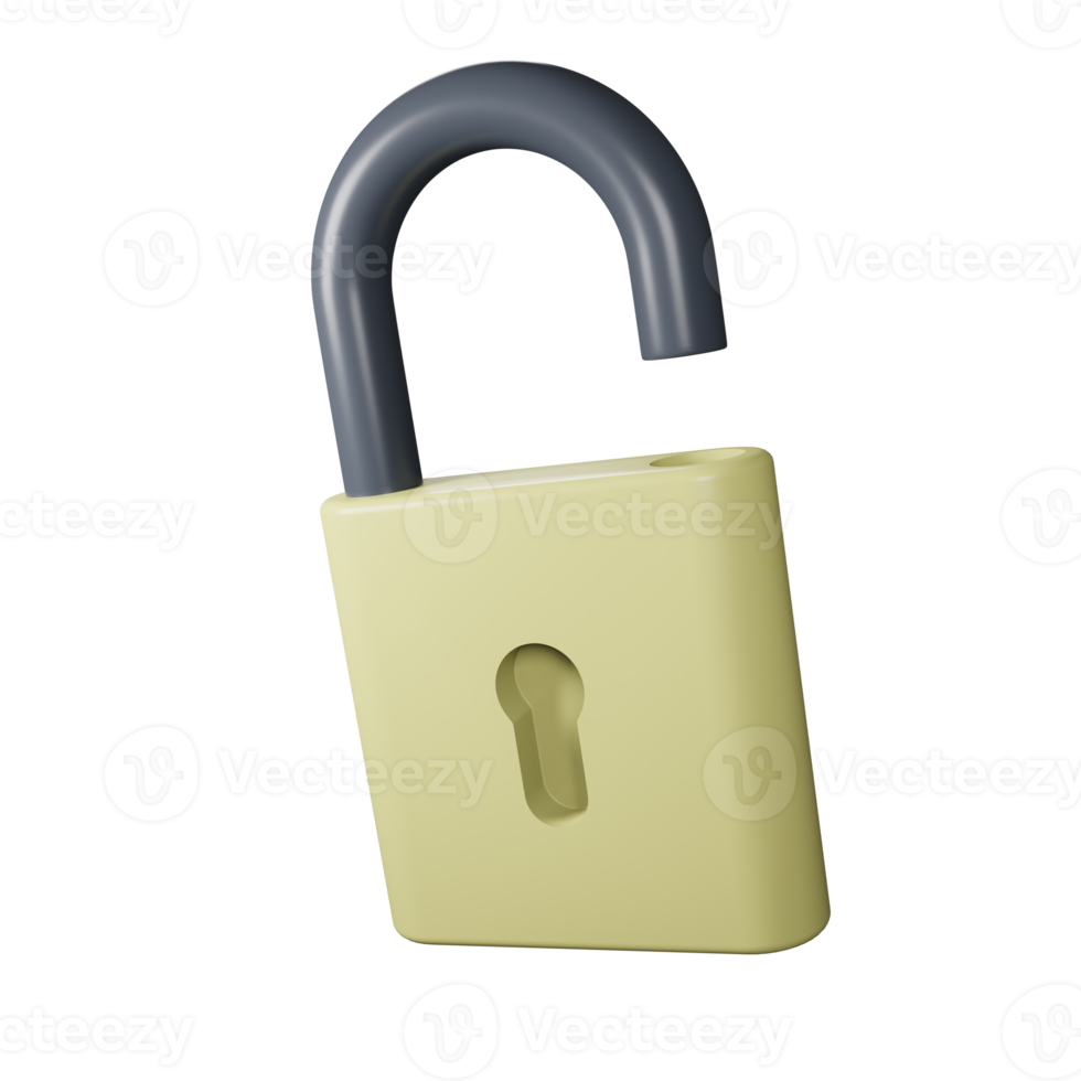 3D Open Lock with Keyhole png