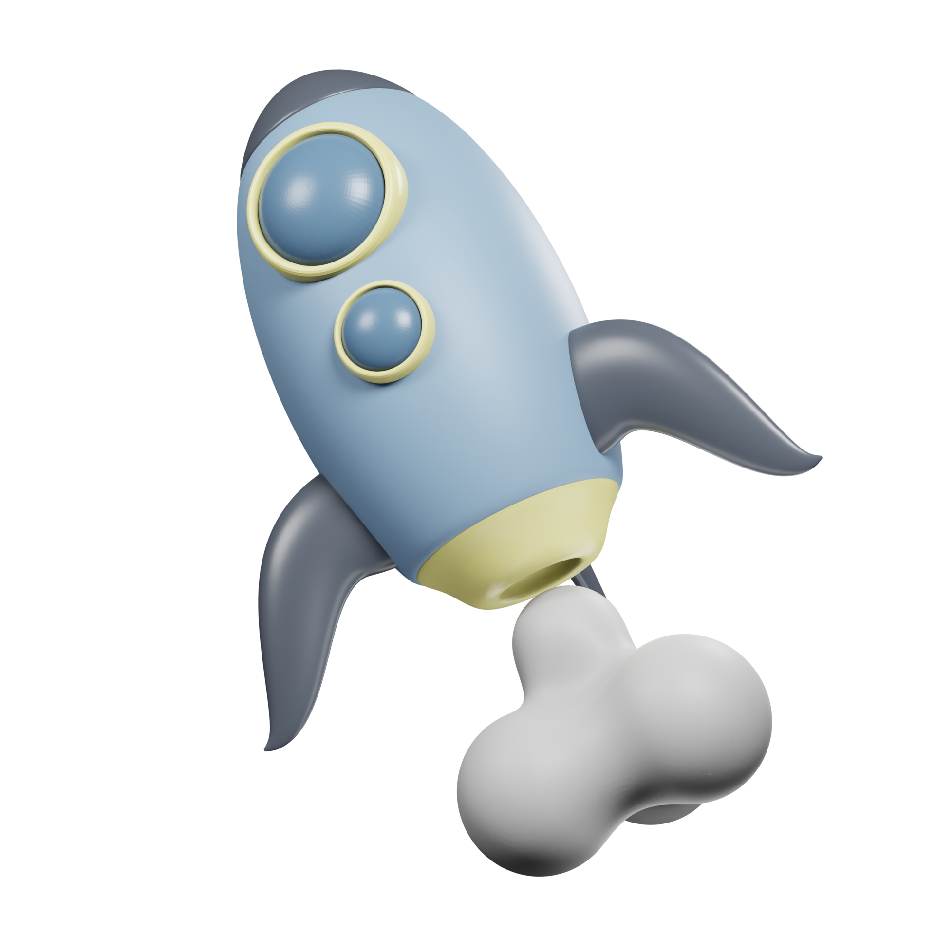 3D Space Rocket with Smoke 19552488 PNG