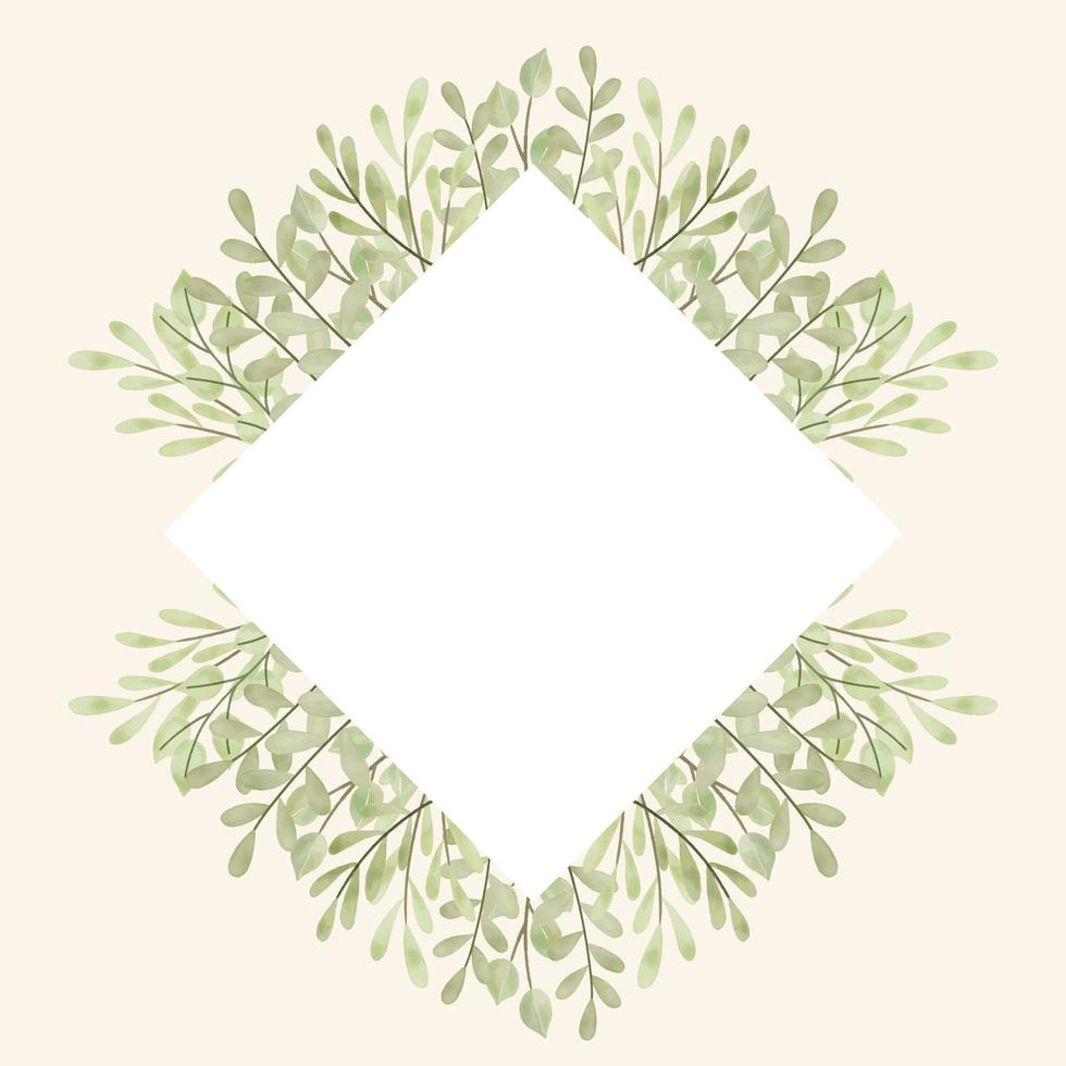 Watercolor Leaves Vector Frame Illustration