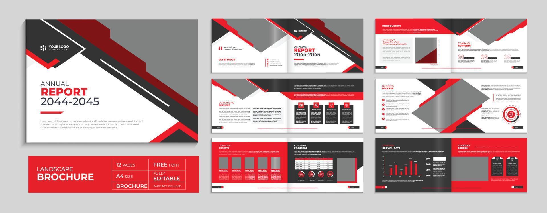 Red landscape corporate brochure company profile template annual report cover layout, minimal business brochure a4 vector