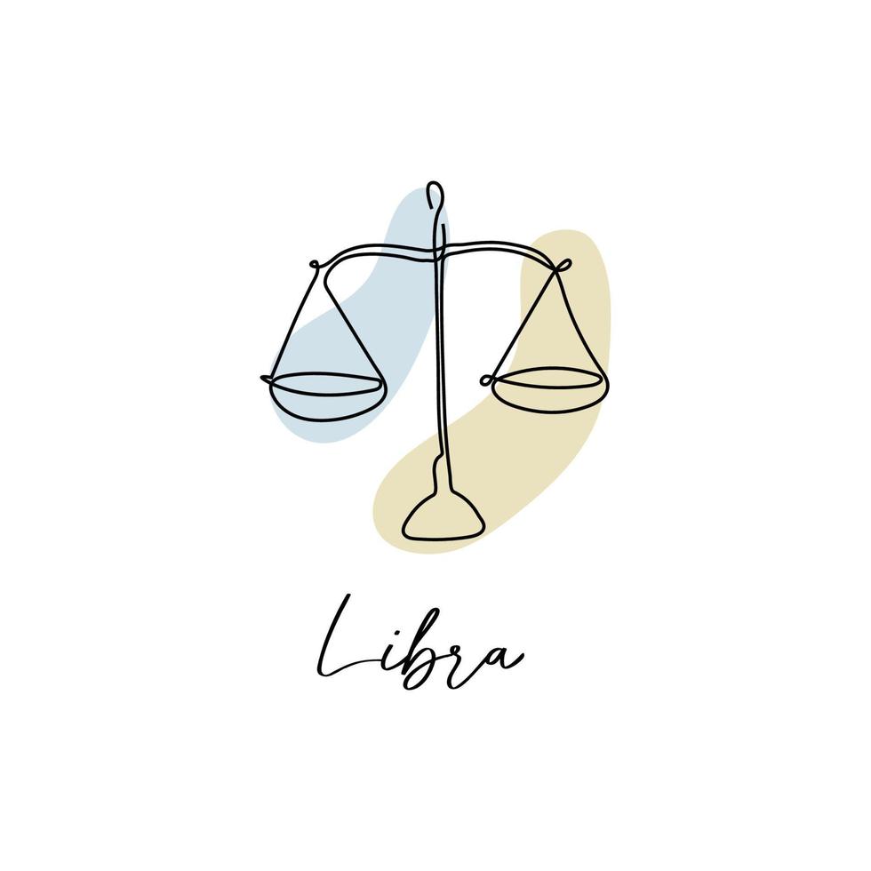 Astrology horoscope symbol zodiac Libra sign in line art style boho color vector