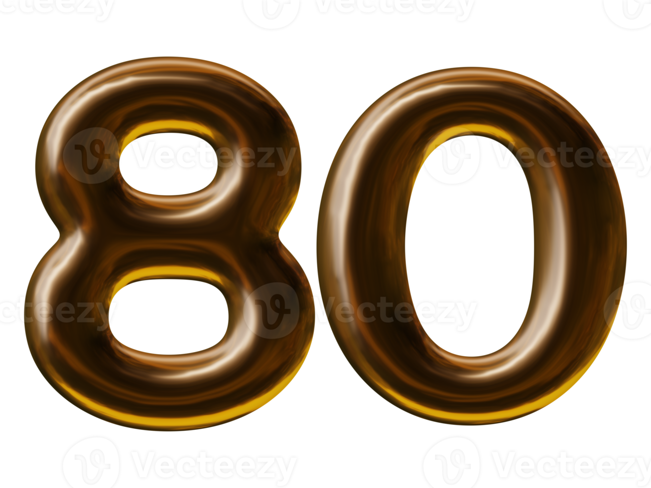 Number 80 design in 3d render png