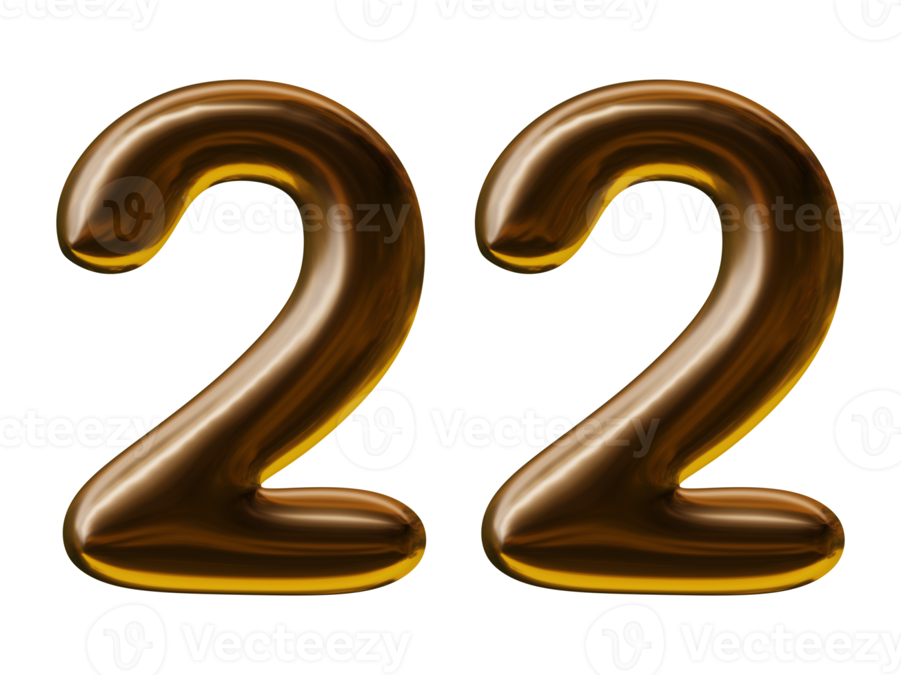 Number 22 design in 3d render png