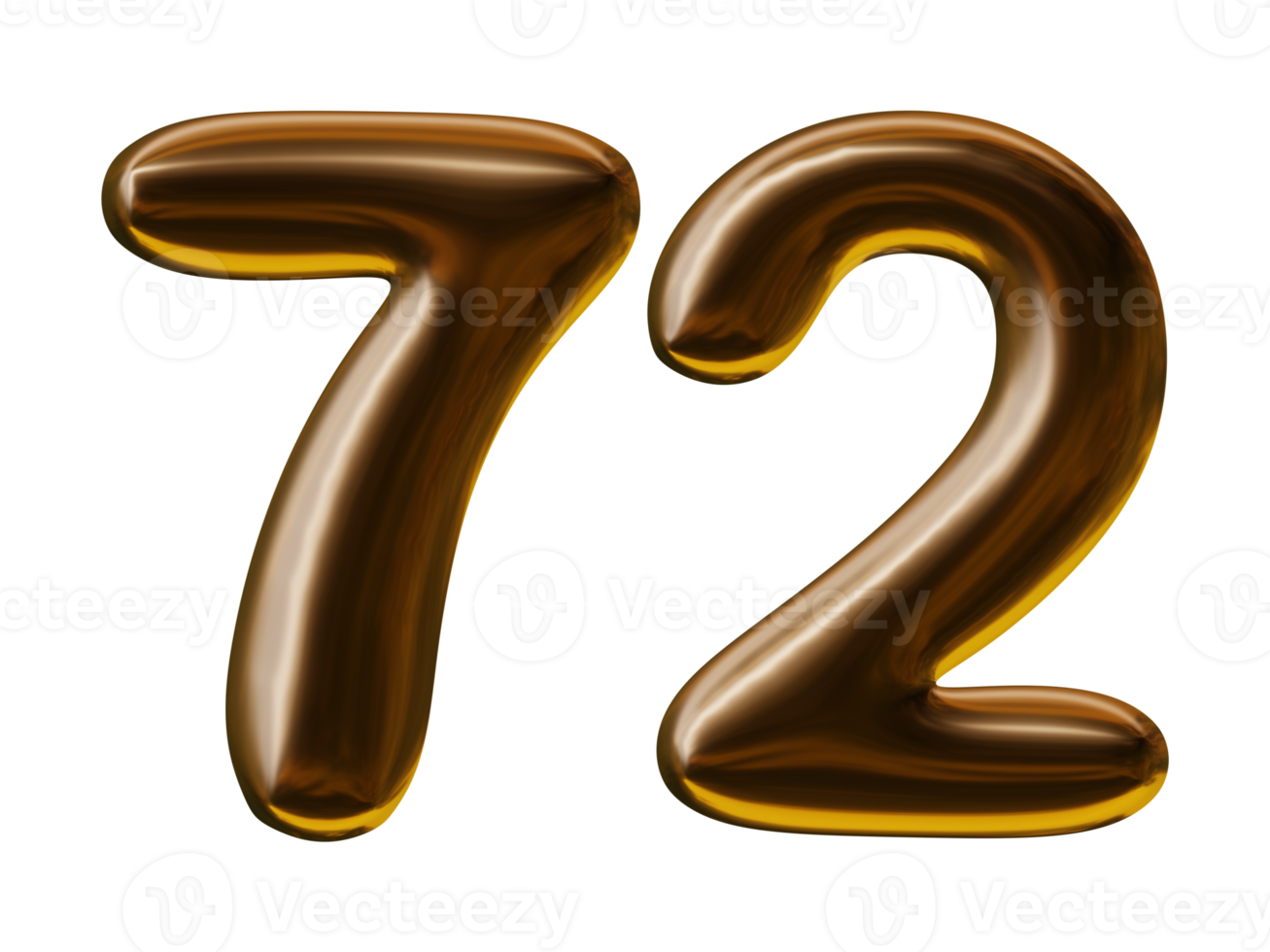 Number 72 design in 3d render png