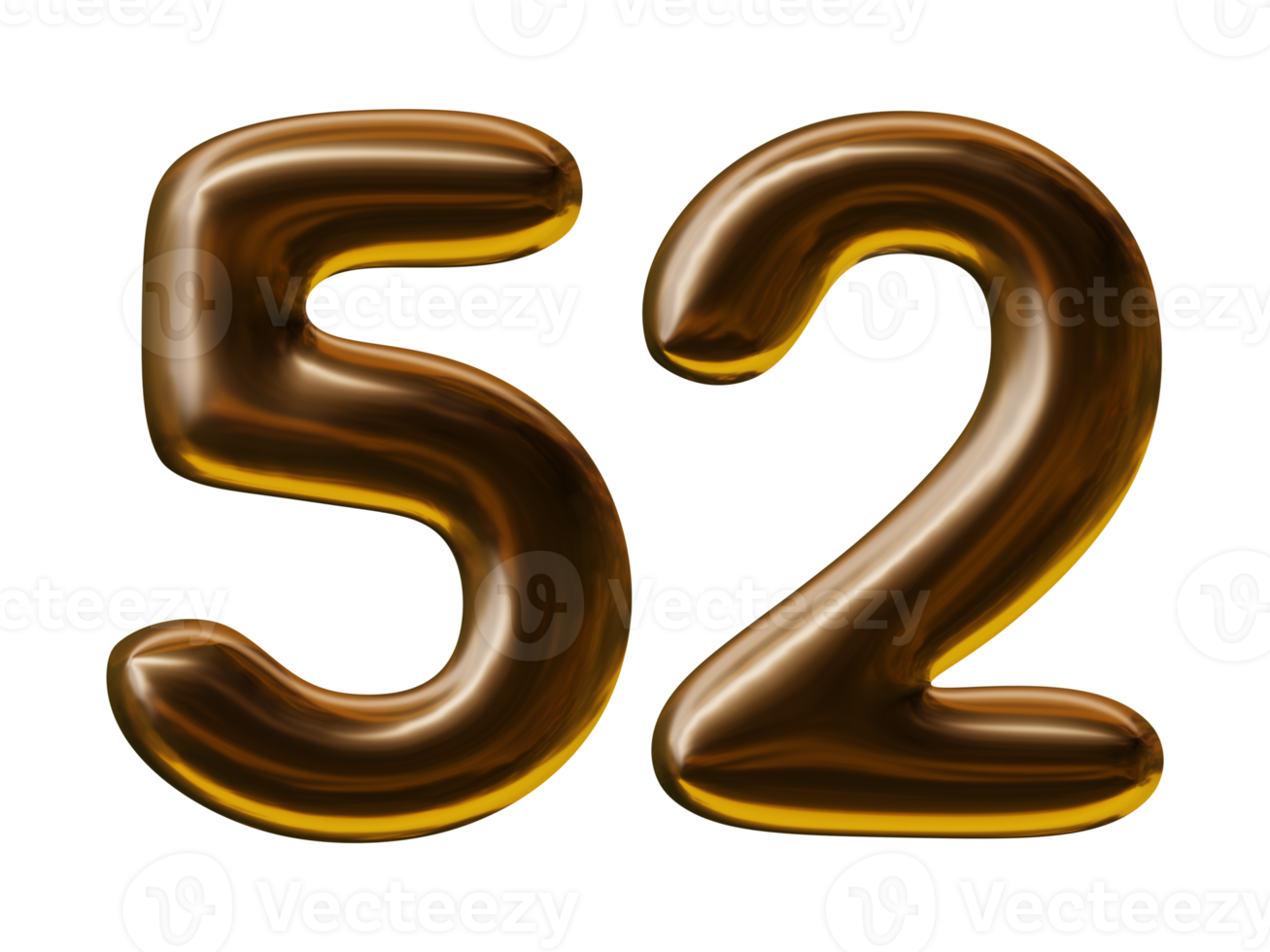 Number 52 design in 3d render png