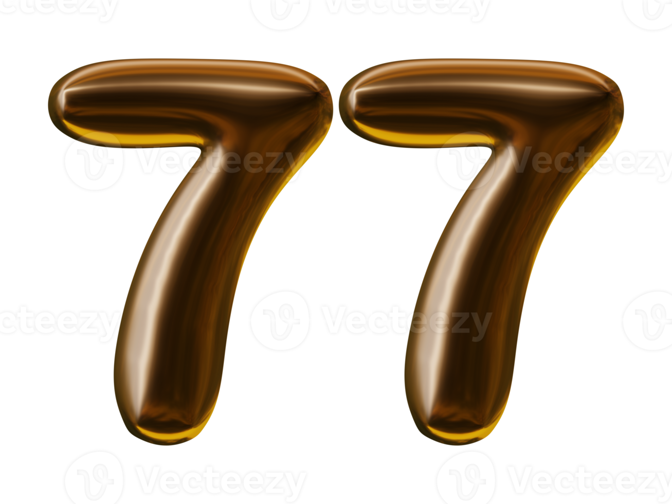 Number 77 design in 3d render png