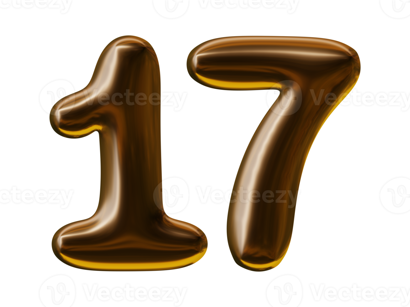 Number 17 design in 3d render png