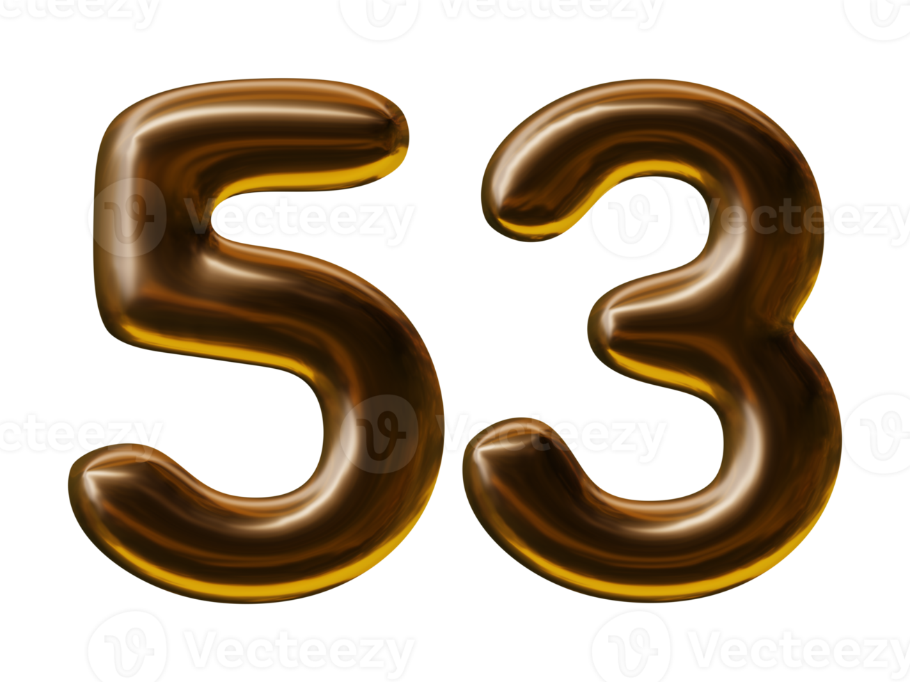 Number 53 design in 3d render png