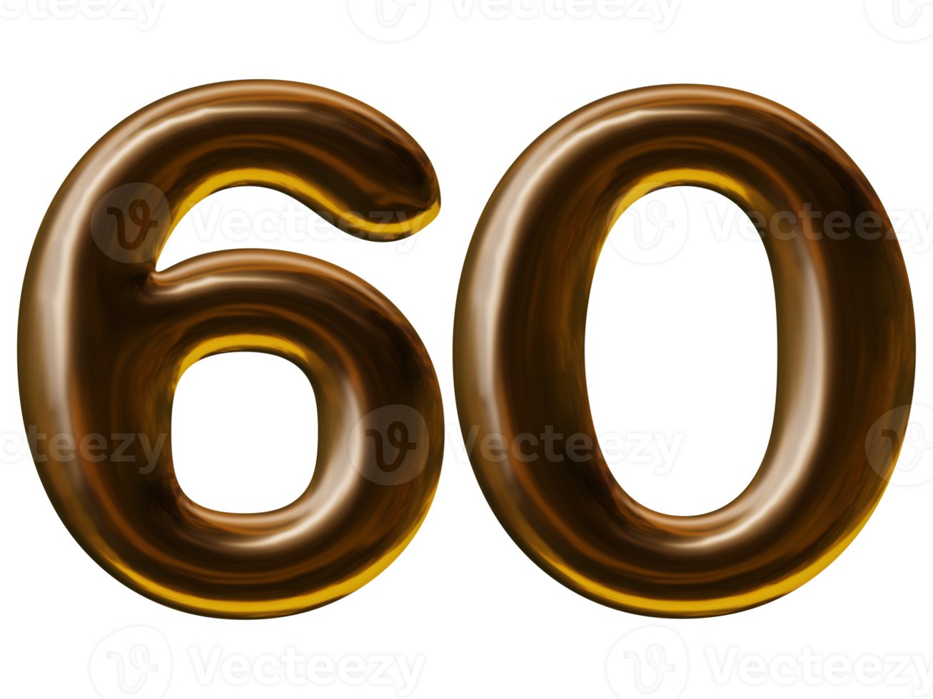 Number 60 design in 3d render png