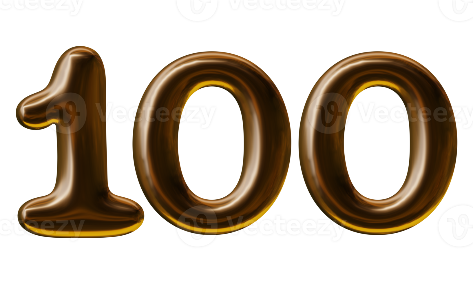 Number 100 design in 3d render png