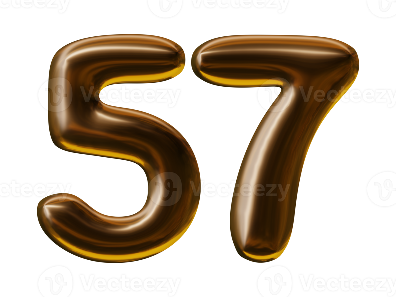 Number 57 design in 3d render png