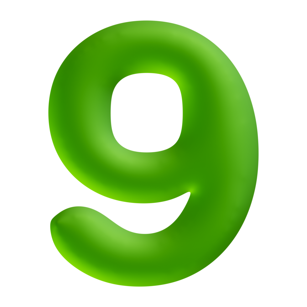 Number 9 Green 3D Render png