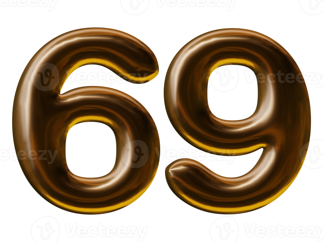 conception du numéro 69 en rendu 3d png