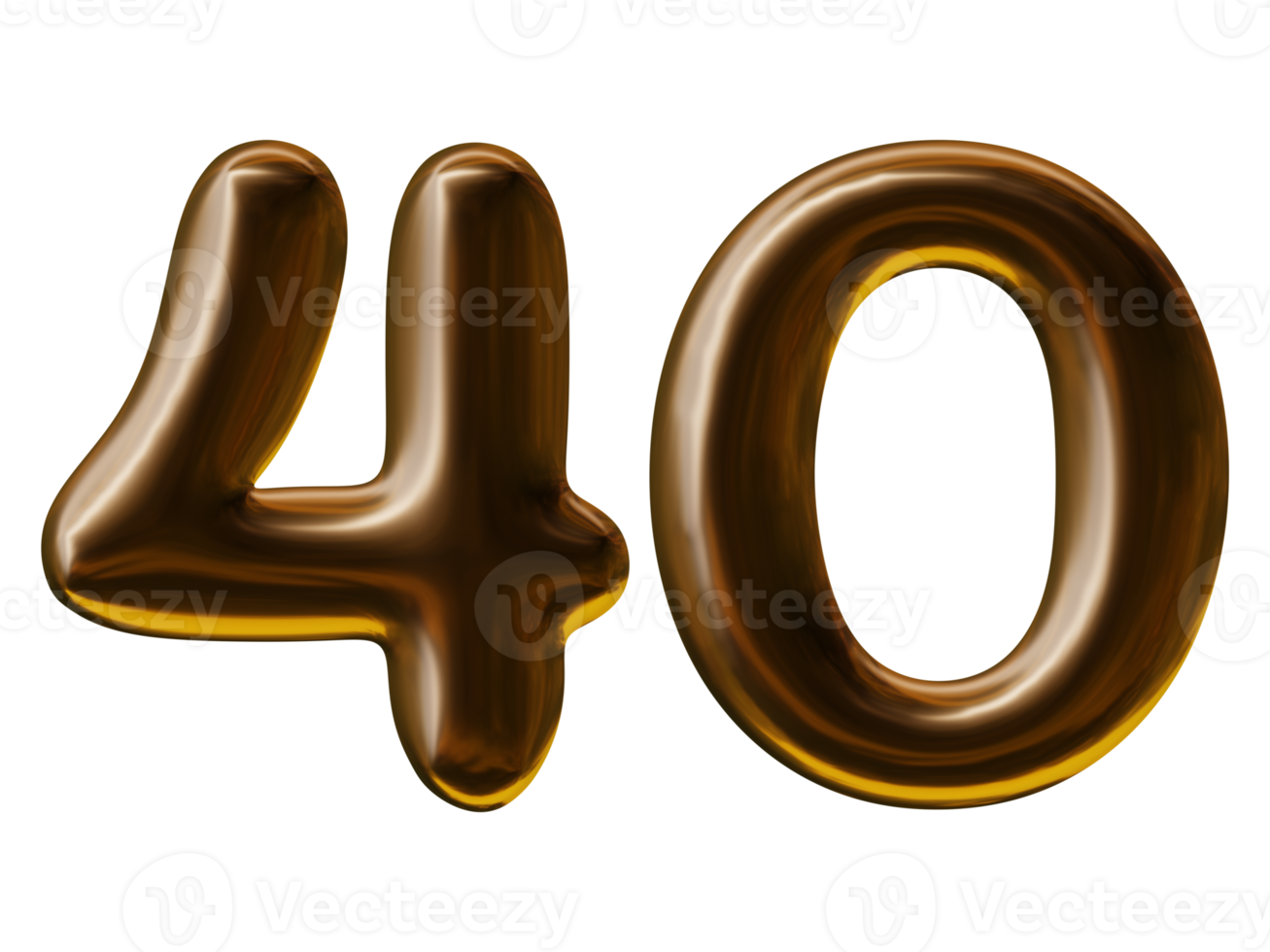 Number 40 design in 3d render png