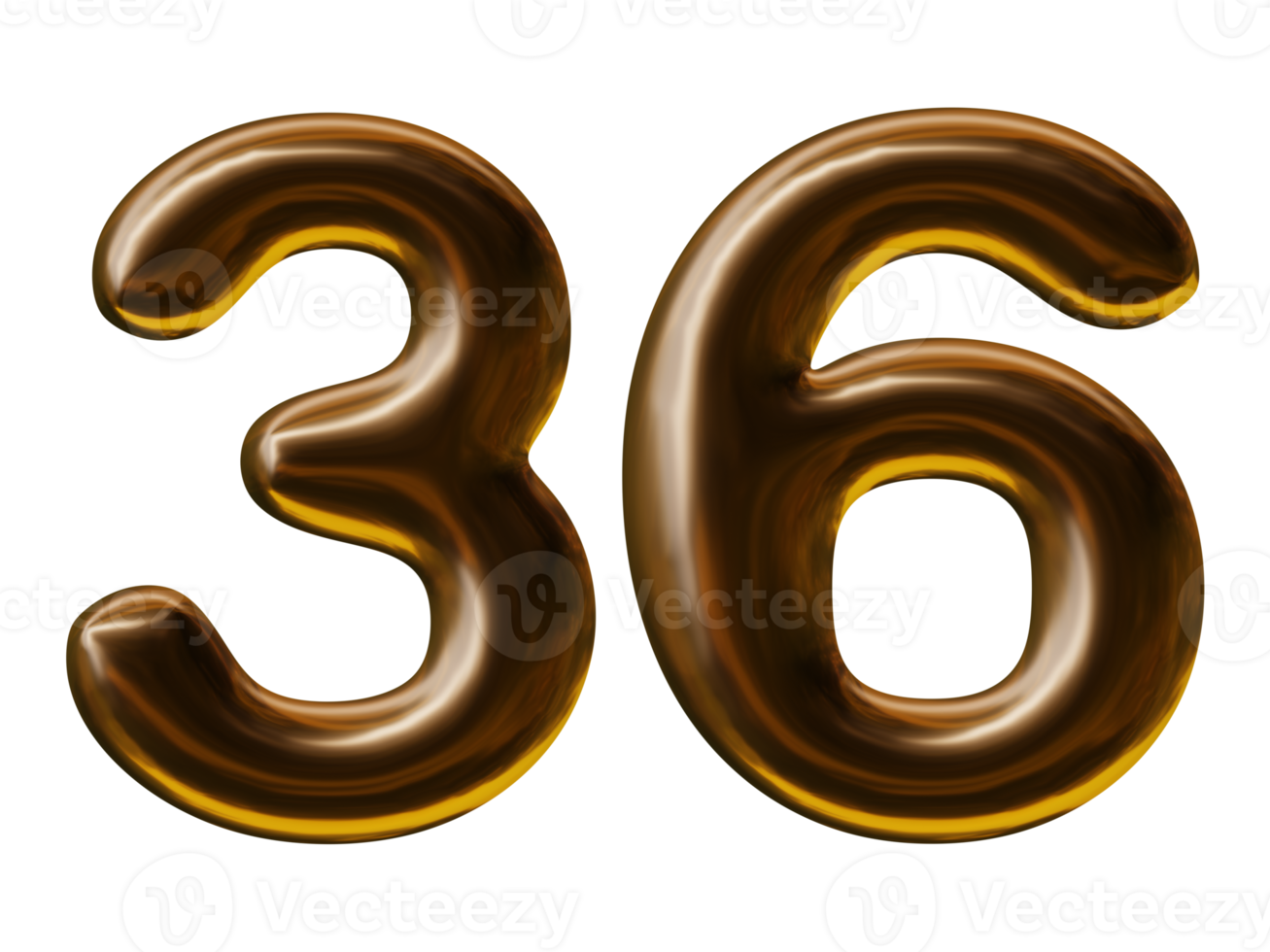 Number 36 design in 3d render png