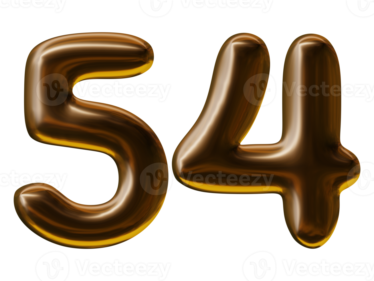 Number 54 design in 3d render png