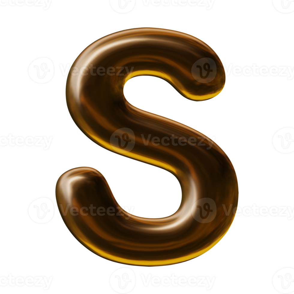 Alphabet letter s in 3d render png