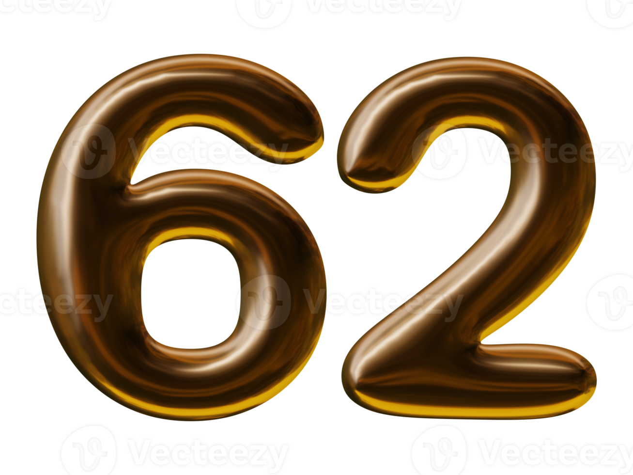 Number 62 design in 3d render png