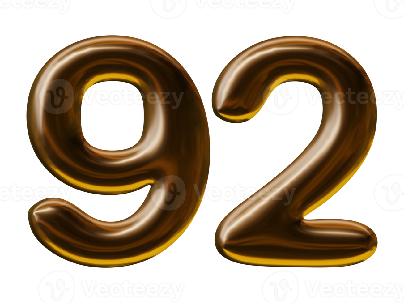 Number 92 design in 3d render png