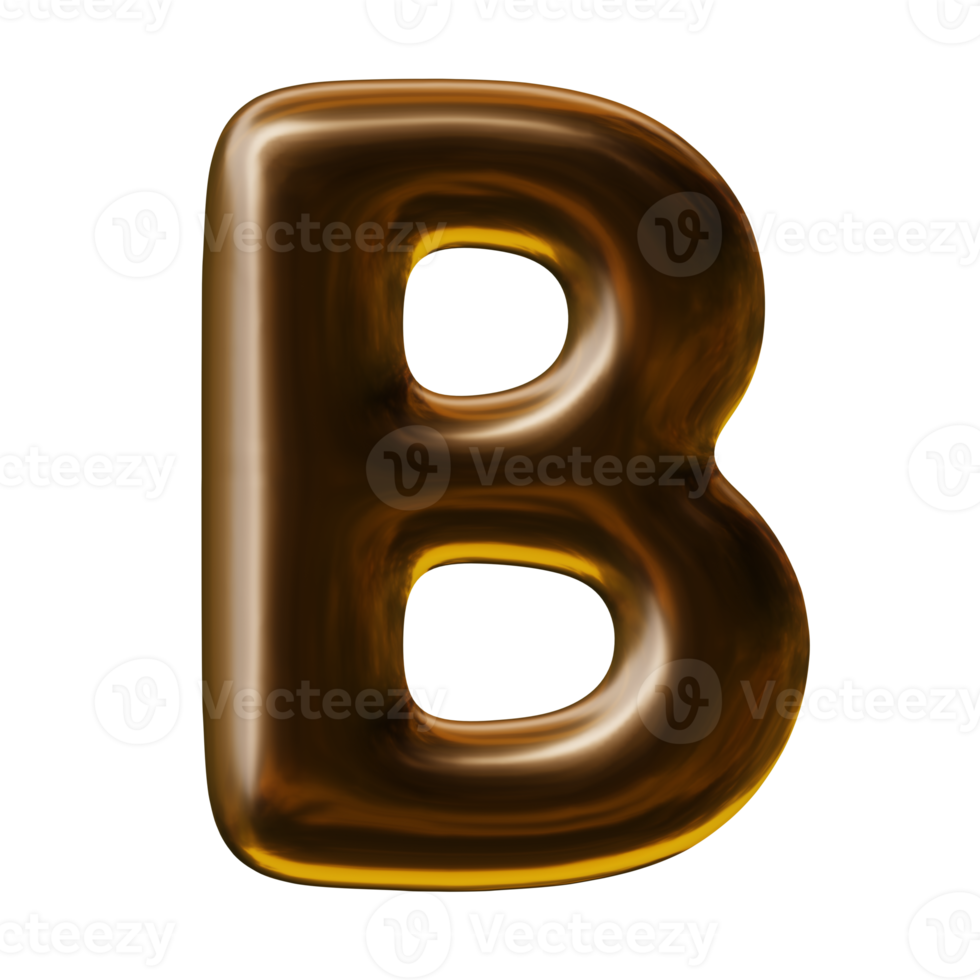 Alphabet letter B in 3d render png