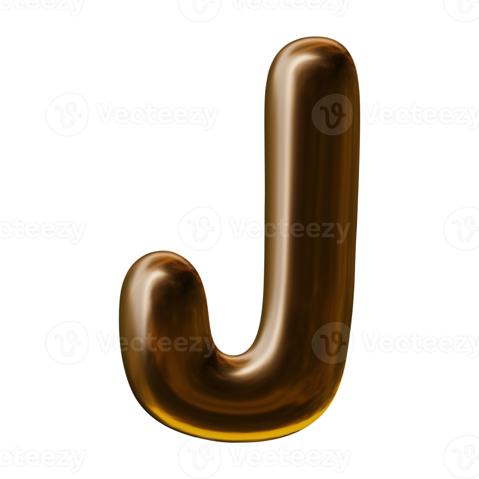 Alphabet letter j in 3d render png