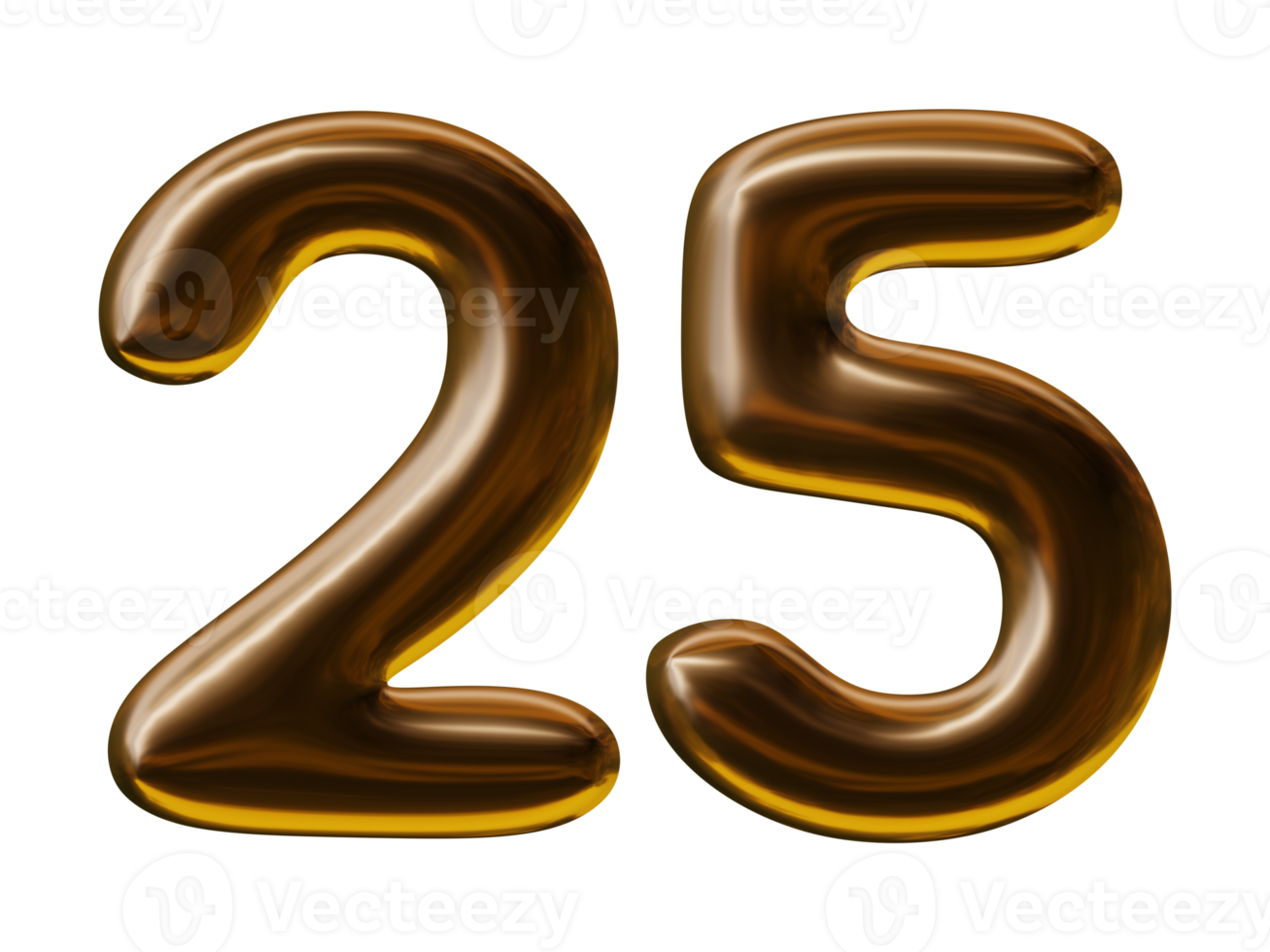 Number 25 design in 3d render png