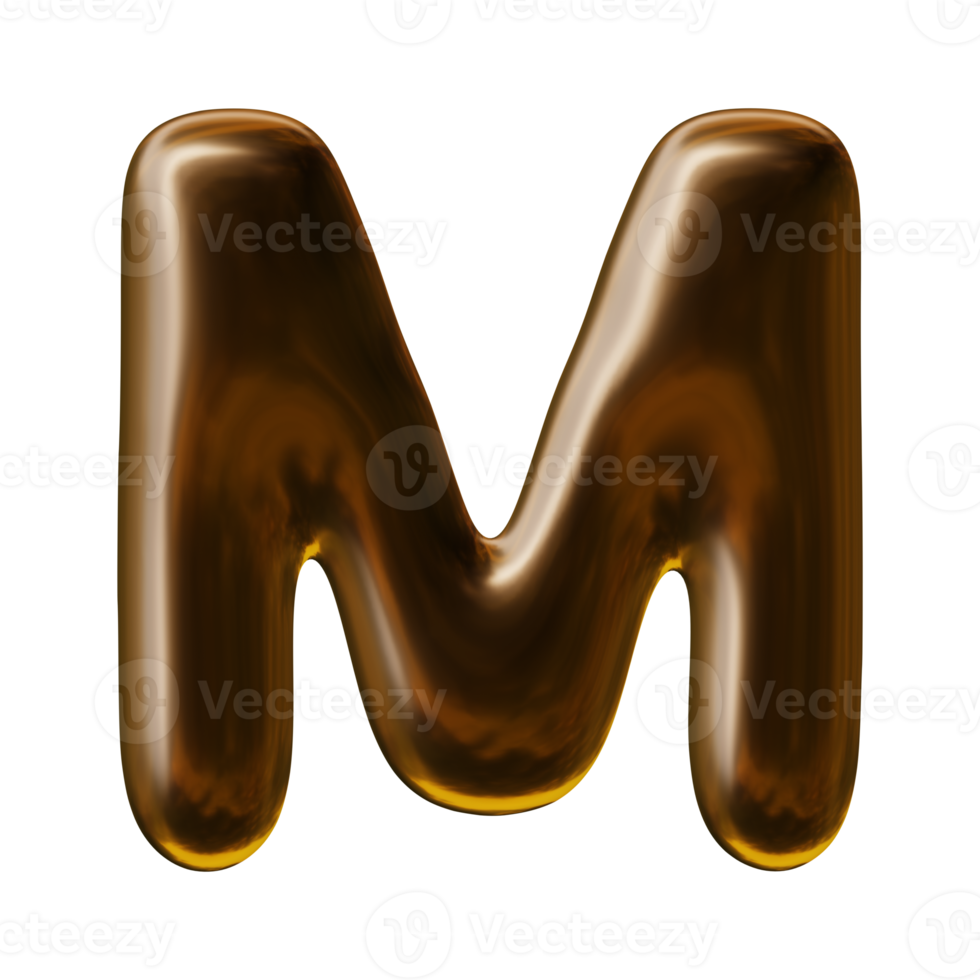 Alphabet letter m in 3d render png