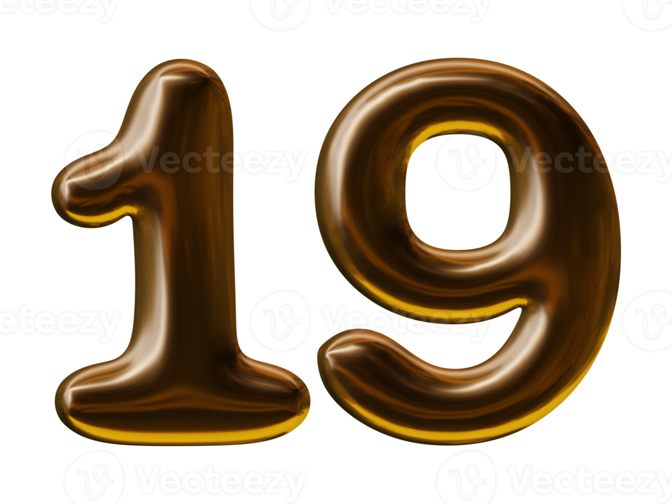 Number 19 design in 3d render png