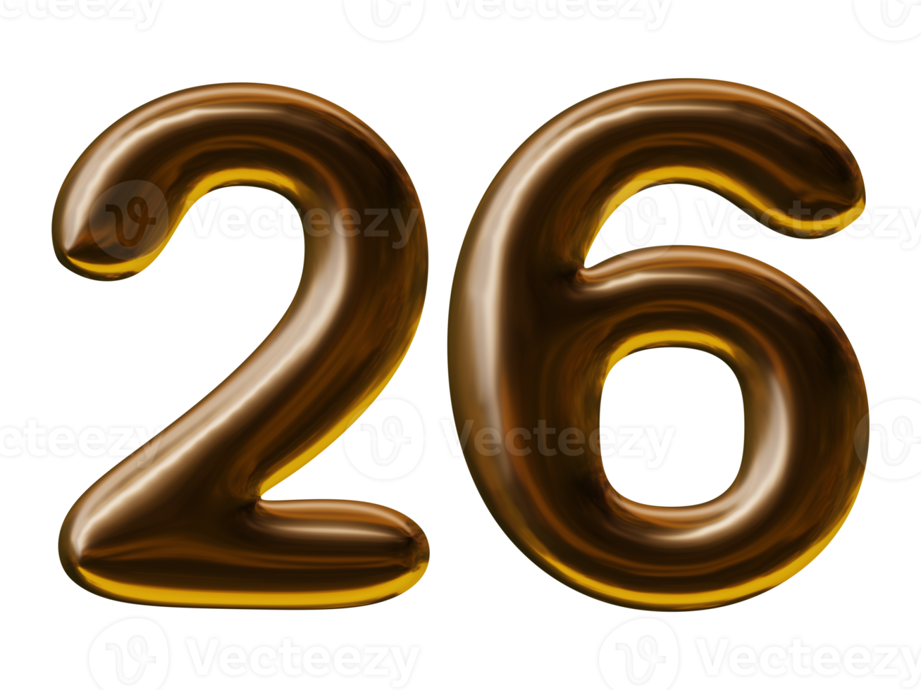 Number 26 design in 3d render png