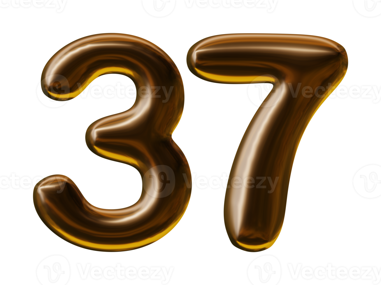 Number 37 design in 3d render png