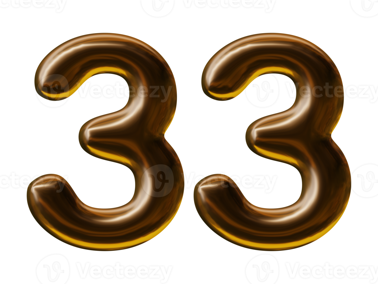 Number 33 design in 3d render png