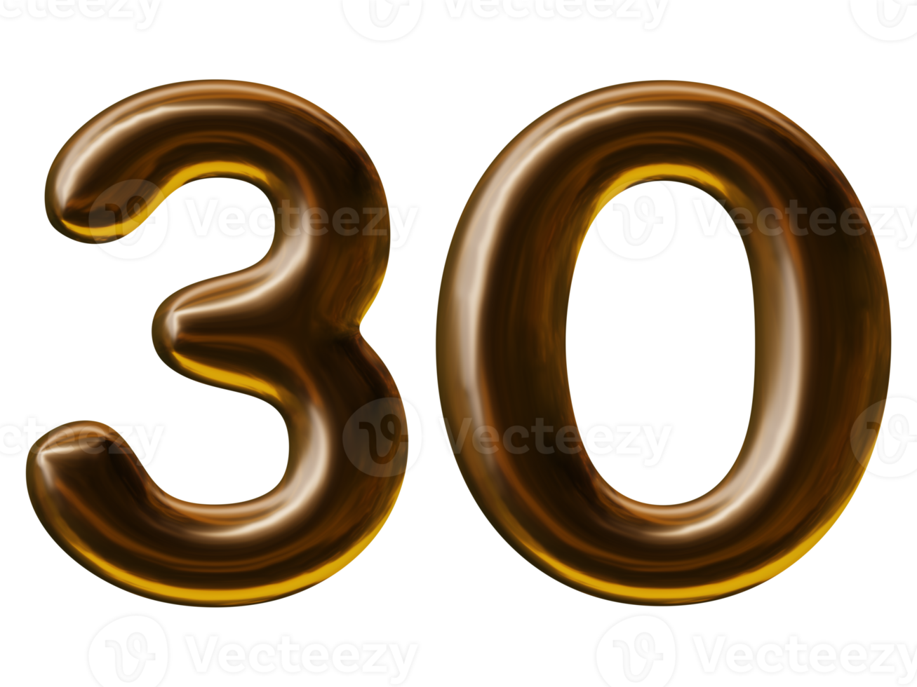 Number 30 design in 3d render png