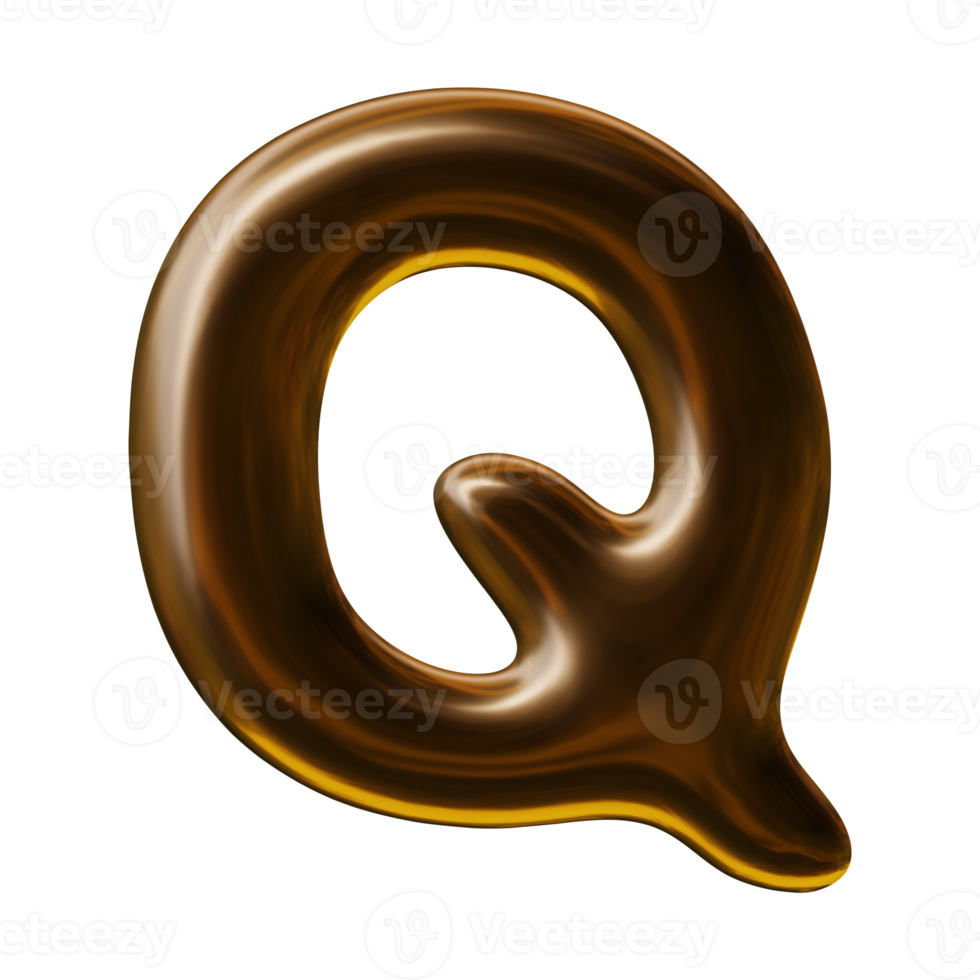 lettre de l'alphabet q en rendu 3d png