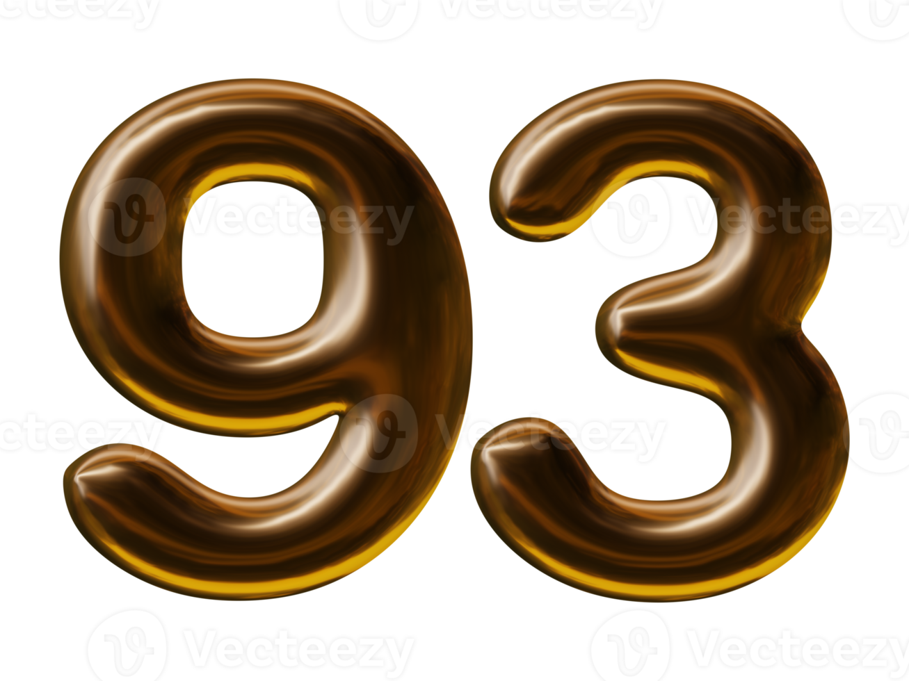 Number 93 design in 3d render png