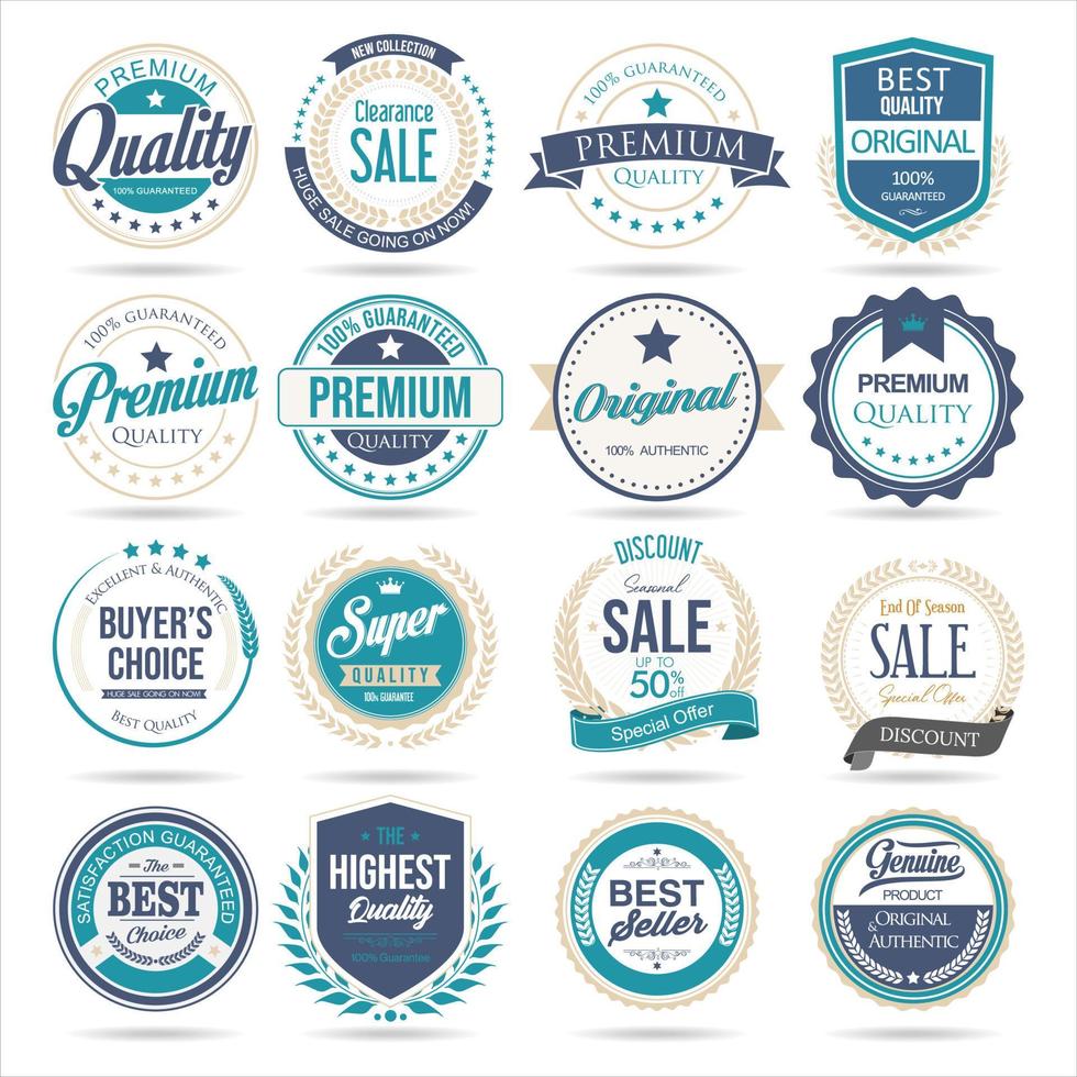 Premium quality retro vintage badges isolated on white background vector