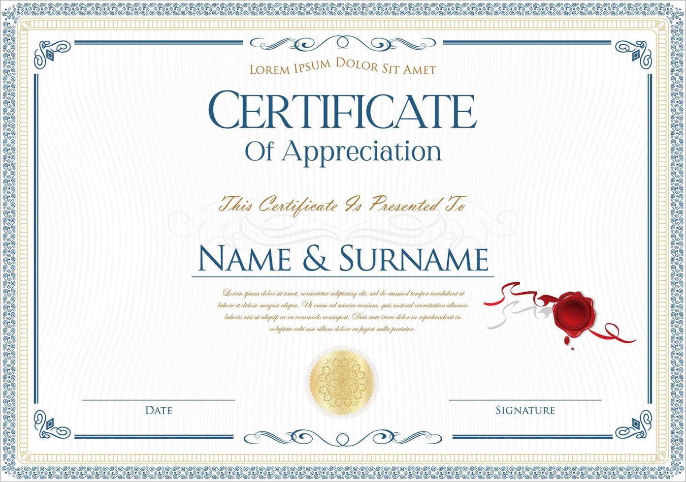 Certificate Diploma of completion design template white background vector illustration