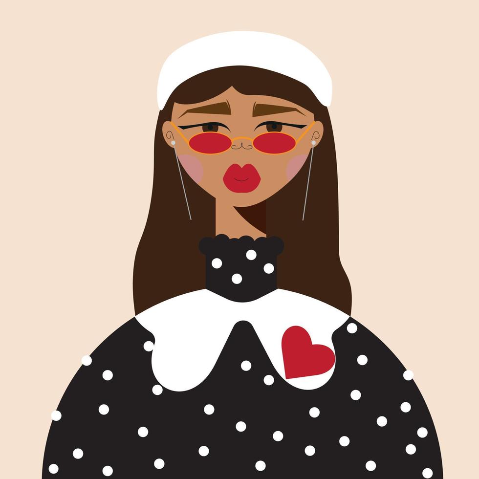 chica de moda con el corazón vector