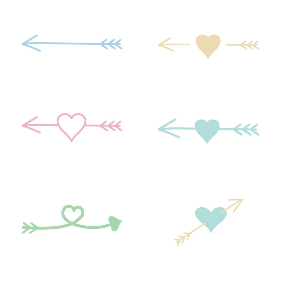 conjunto de flechas con un corazón. vector