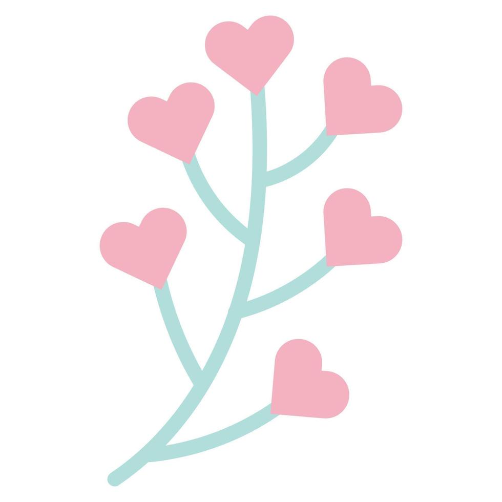 Sprig with hearts. Design element. Vector illustration