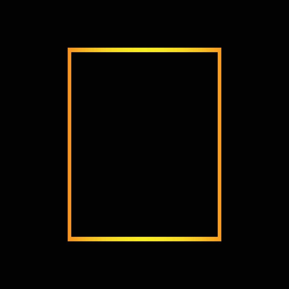 marco vintage brillante dorado aislado sobre fondo negro. borde de rectángulo realista de lujo dorado. ilustración vectorial arte de tinta grabada. vector