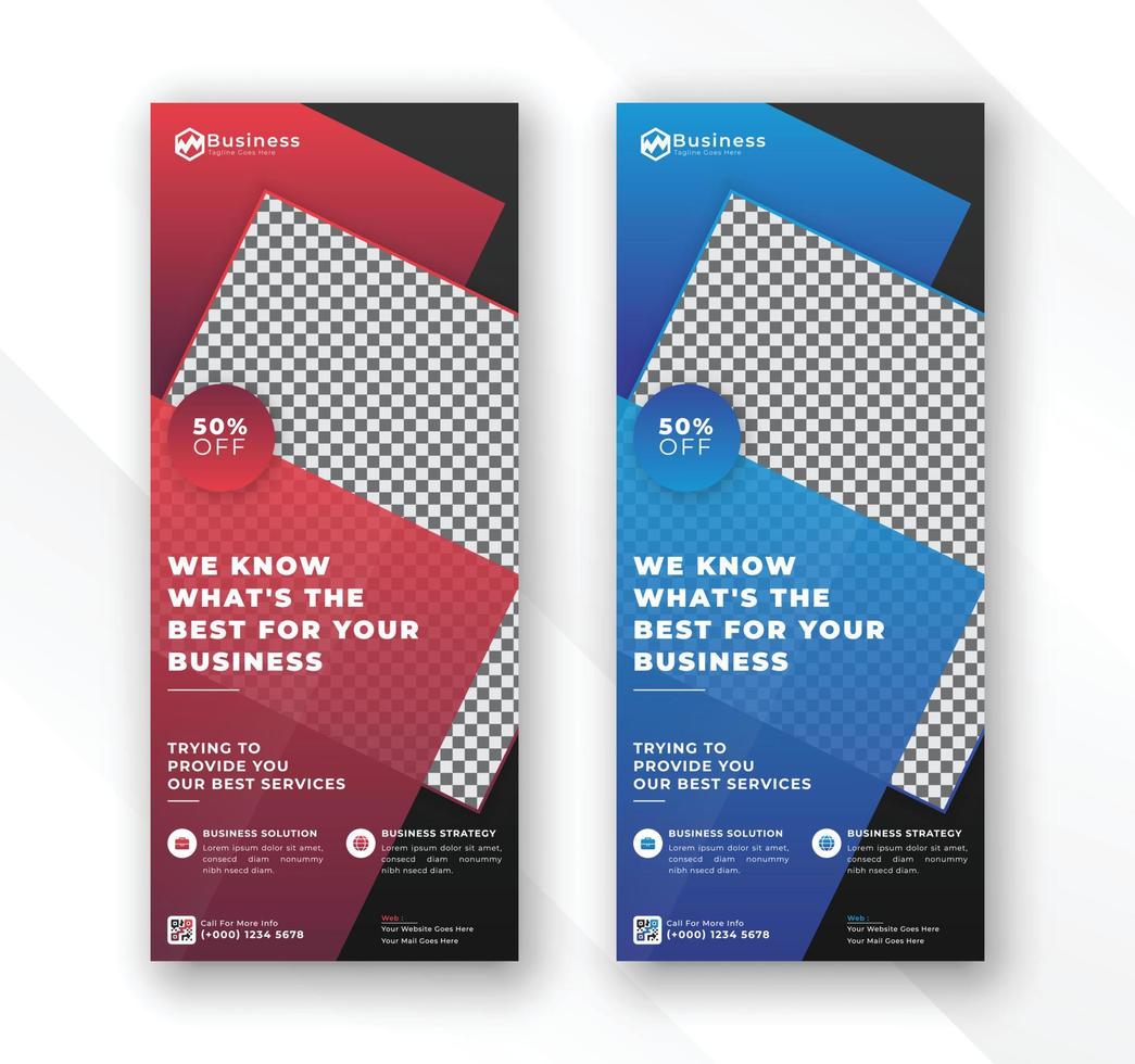 Modern colorful gradient display exhibition abstract business advertisement roll up standee banner vector