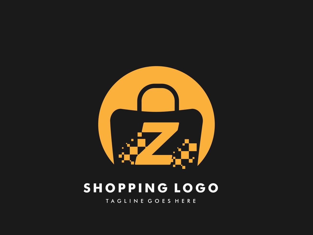 bolsa de compras vectorial círculo aislado con letra z, icono de compras rápidas, tienda rápida creativa, plantillas de logotipo de compras rápidas creativas. vector