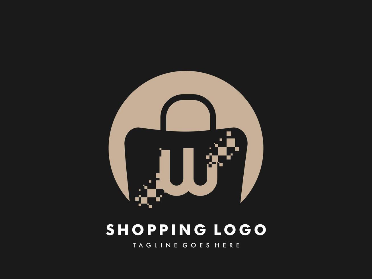 logotipo letra w bolsa de compras aislada vector