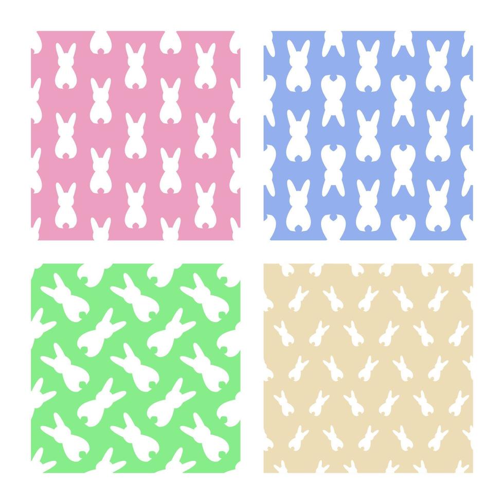 Set of four patterns with rabbits. Easter Bunnies vector