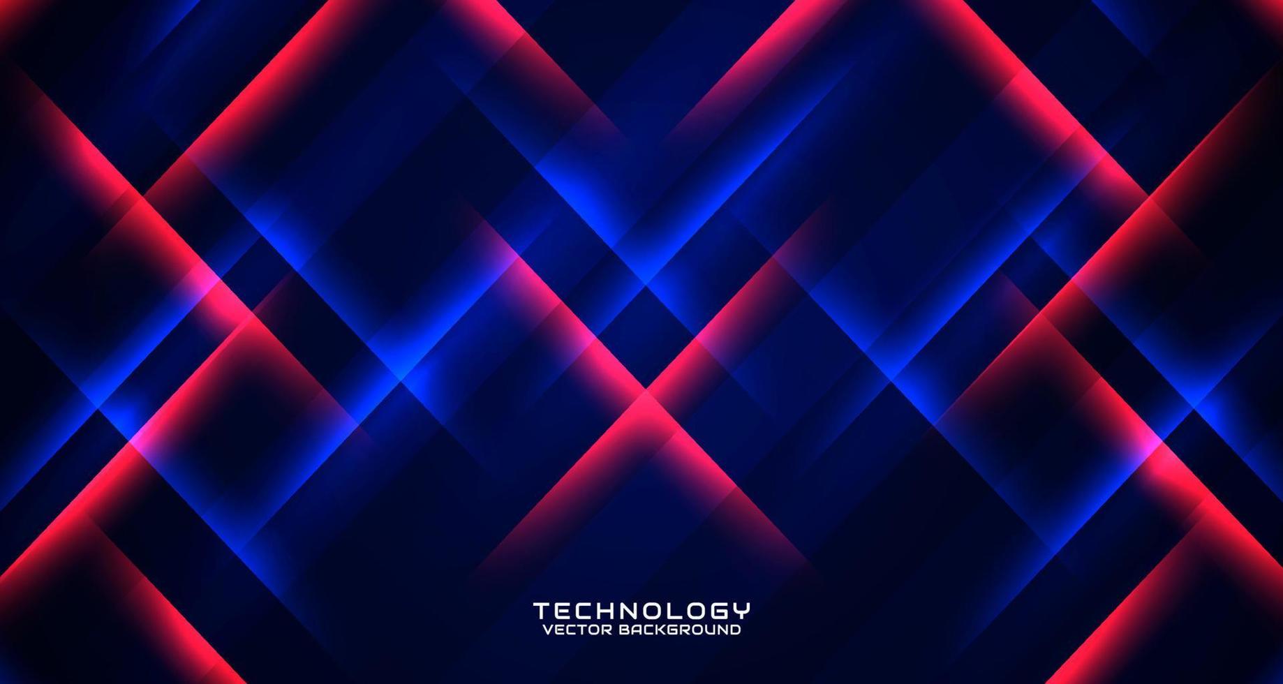 Capa de superposición de fondo abstracto de techno azul rojo 3d en el espacio oscuro con letras x brillantes. concepto de estilo cortado. elemento de diseño gráfico para volante de banner, tarjeta, portada de folleto o página de destino vector