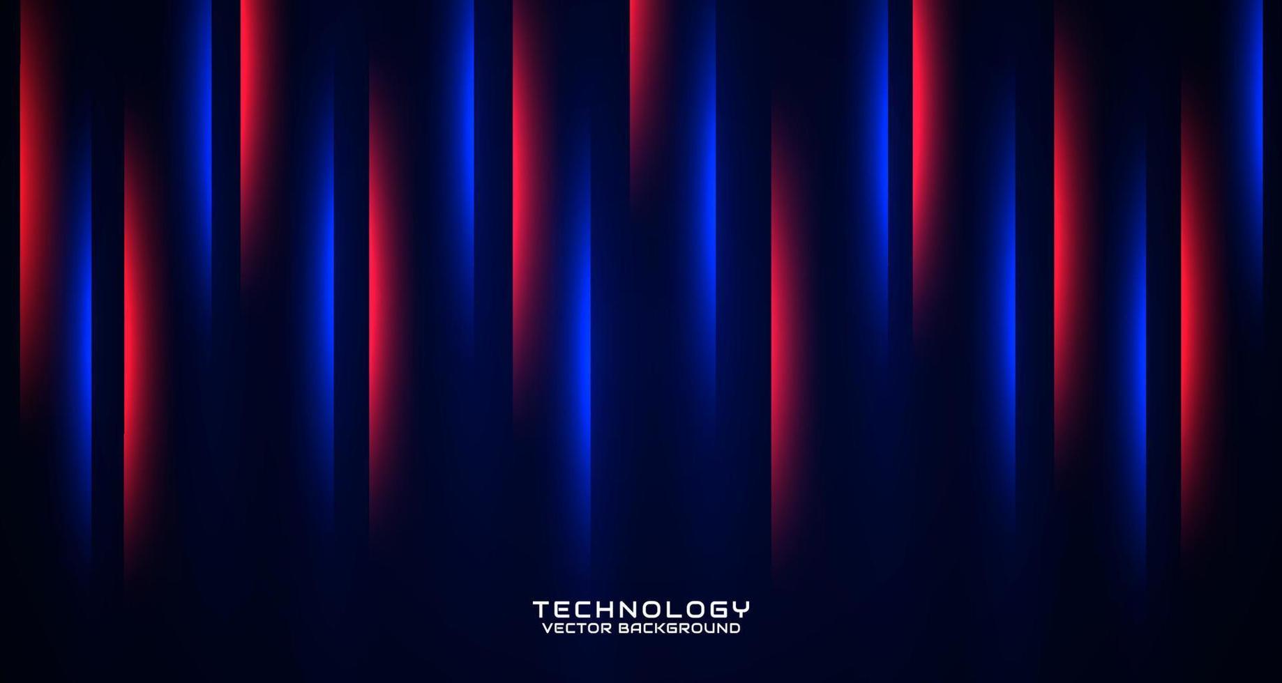 Capa de superposición de fondo abstracto tecno azul rojo 3d en el espacio oscuro con decoración de efecto brillante. concepto de estilo cortado. elemento de diseño gráfico para volante de banner, tarjeta, portada de folleto o página de destino vector