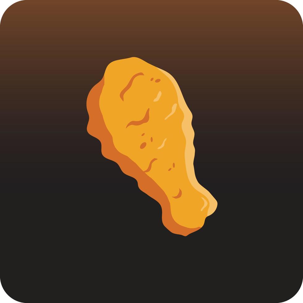 Fried chicken leg, vector illustration, isolated on black background.